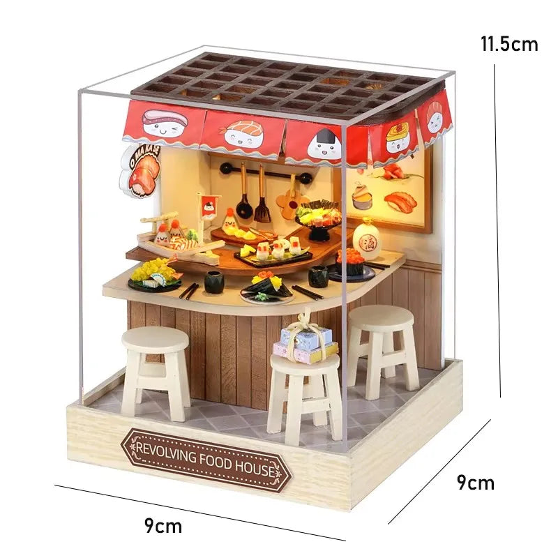 3D Puzzles Wooden Coffee Shop Mini Dollhouse Kit DIY Handmade Assembly Building Dollhouses Toys For Kids Birthday Gifts