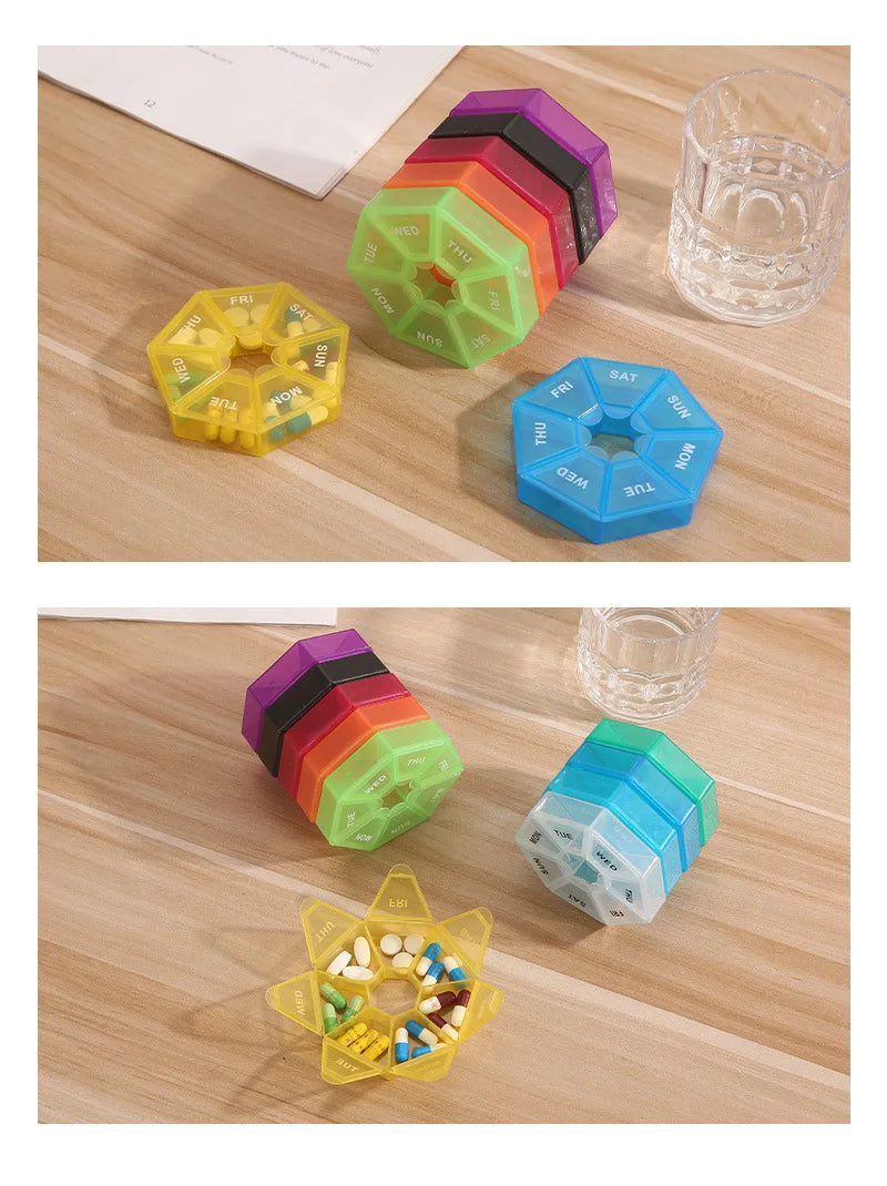 1Pcs Pill Case Plastic 7 Days Tablet Candy Box Portable Storage Tablet Holder Travel Organizer Pill Dispenser Container