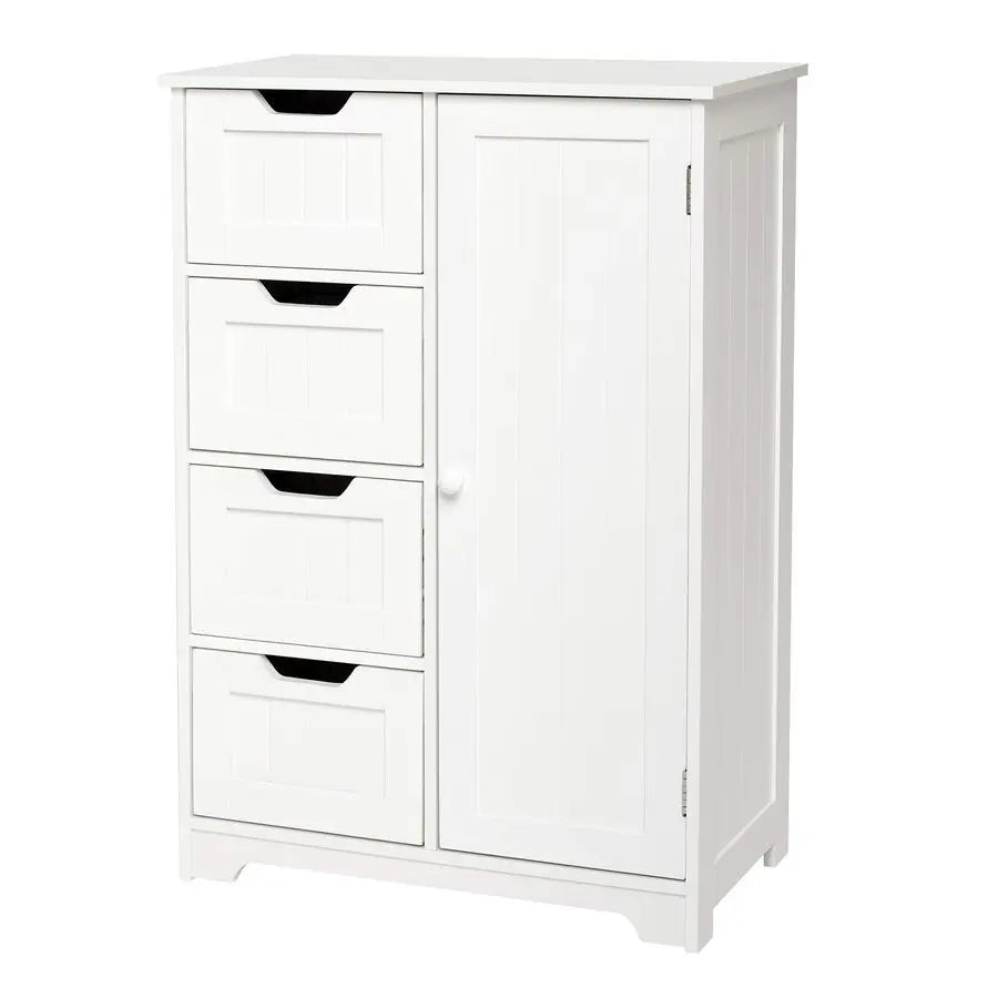 Bathroom Storage Cabinet with 4 Drawers 1 Door Adjustable Partition Wooden Modern Style for Bathroom, 56 x 30 x 82.5 cm L x W x