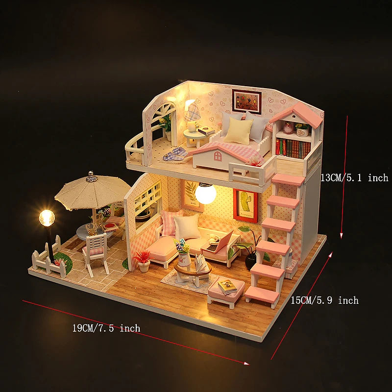 DIY Mini Dollhouse Wooden Small House 3D Puzzle Assemble Building Model Home Bedroom Decoration With Furniture Doll House Gifts
