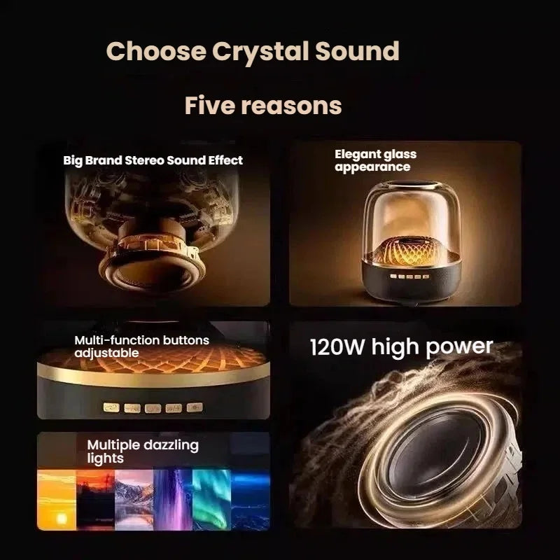 Glaze 5 Subwoofer Bluetooth 5.3 Audio Breathing Lamp Speakers Hi-Fi Acoustic Wireless Soundbar Portable Speaker for Home Theater