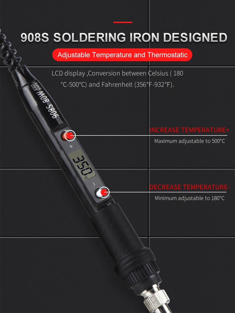 JCD Electric Soldering Iron 80W LCD Digital Display Adjustable Temperature Soldering Iron Tips 220V/110V Welding Solder Tools