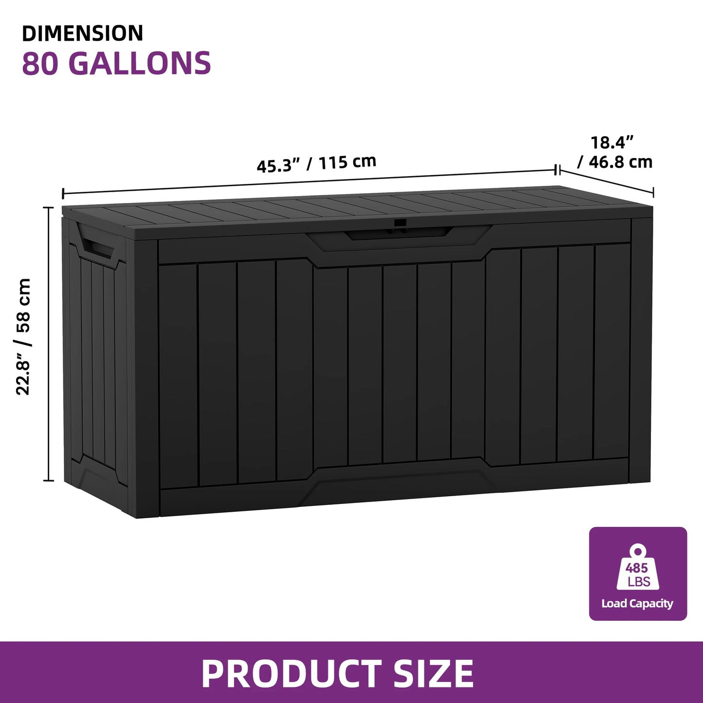 300L Resin Outdoor Storage Box, Waterproof Lockable Deck Box with Handles, All-Weather Patio Organizer for Cushions & Gear