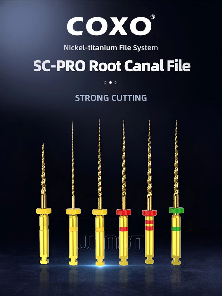 COXO SOCO PRO Dental Root Canal File Heat-Activated Rotary Nitinol Tooth Pulp Files Thermally Activated Nickel-Titanium 6Pcs/Box