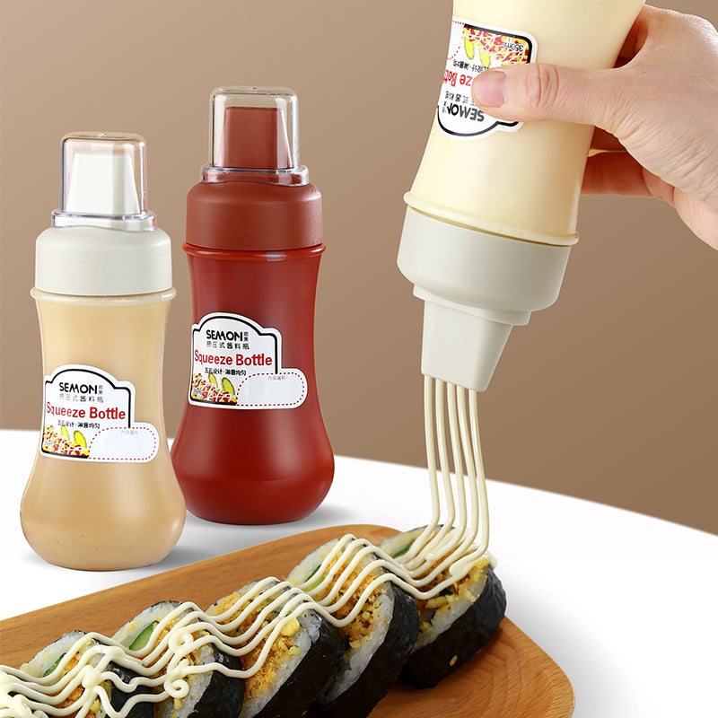 Porous Squeeze Sauce Bottle 350ML Tomato Honey Salad Dressing Container Kitchen Condiment Dispenser for Ketchup BBQ Sauces Oil