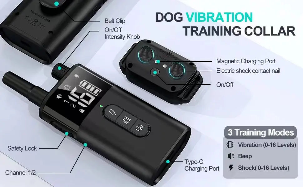Dog Training Collar Dog Shock Collar With Remote 2600FT Electric Dog Training Collar With 3 Training Modes 16 Level Adjustable S