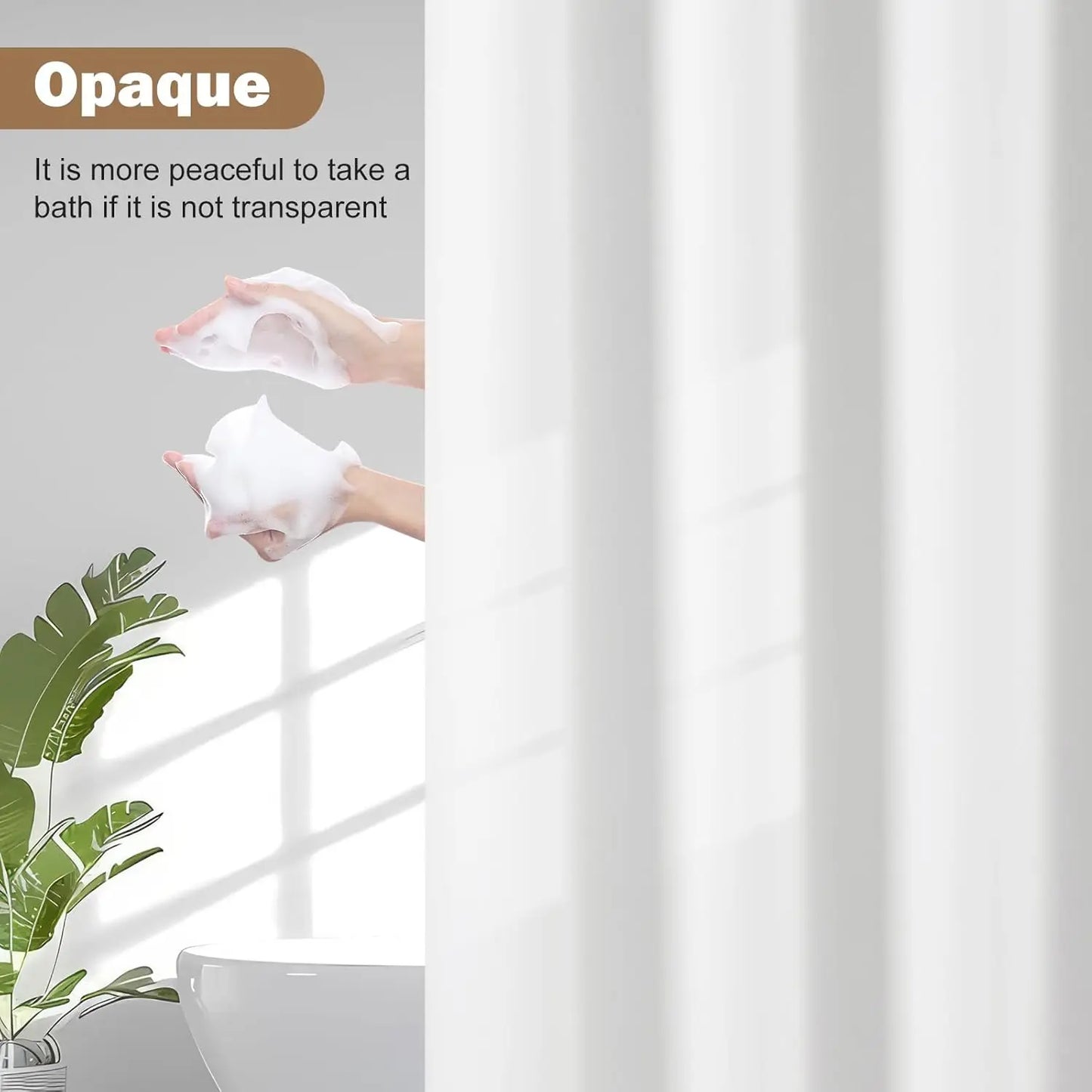 Premium PEVA Bath Curtain - Waterproof & Opaque Shower Liner with Metal Grommets, Silky Feel