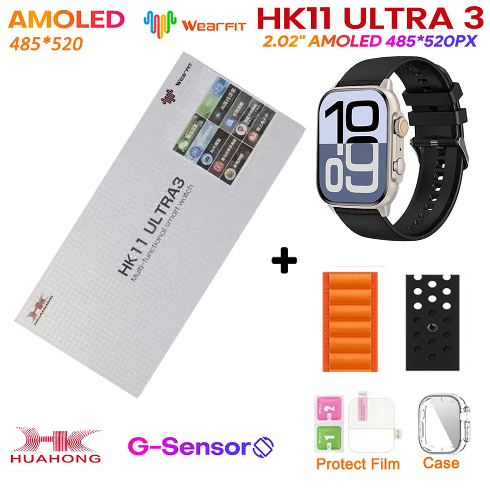 Upgrade Hk11 Ultra 3 Gen2 SmartWatch 4GB ROM AI ROBOT AMOLED Network 49mm G-Sensor ChatGPT NFC Compass GPS 3D Menu Music Watch