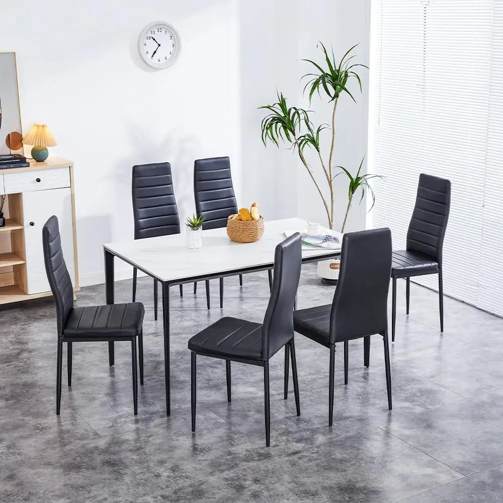 Modern Dining Chairs, Kitchen Chair Leather with Metal Legs and Foot Pads,Thick Padded Seats,Backrest Set