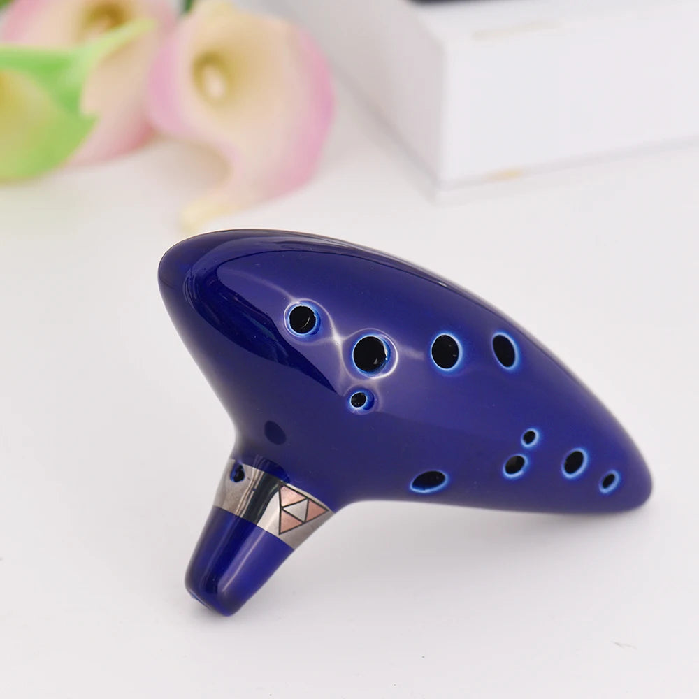 12 Hole Ocarina Ceramic Alto C Vessel Flute Wind Musical Instrument with Song Book Neck String Neck Cord and Music Score