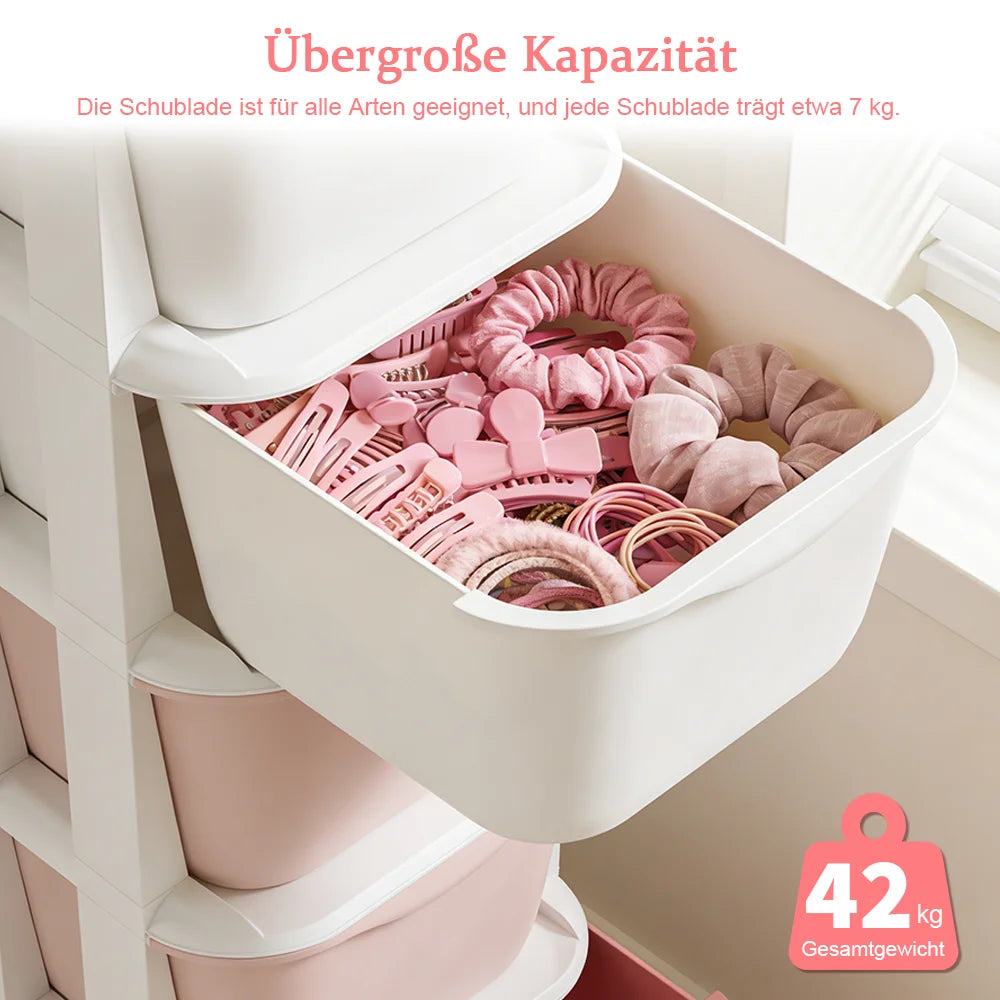 6/5 Tier Drawer Storage Cabinet Stackable Dustproof Storage Organizer with Wheels Floor-standing Storage Box Office Supplies