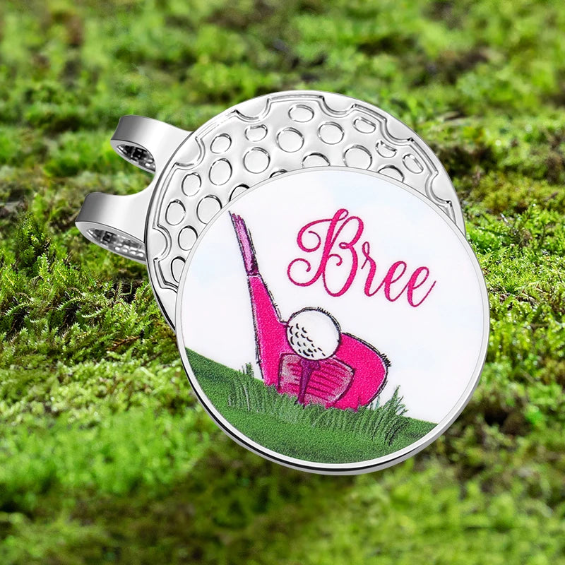 Magnetic Golf Ball Marker Hat Clips Funny Cartoon Print Accessories for Golf Cap Metal Decorative Jewelry Gift for Golf Lover