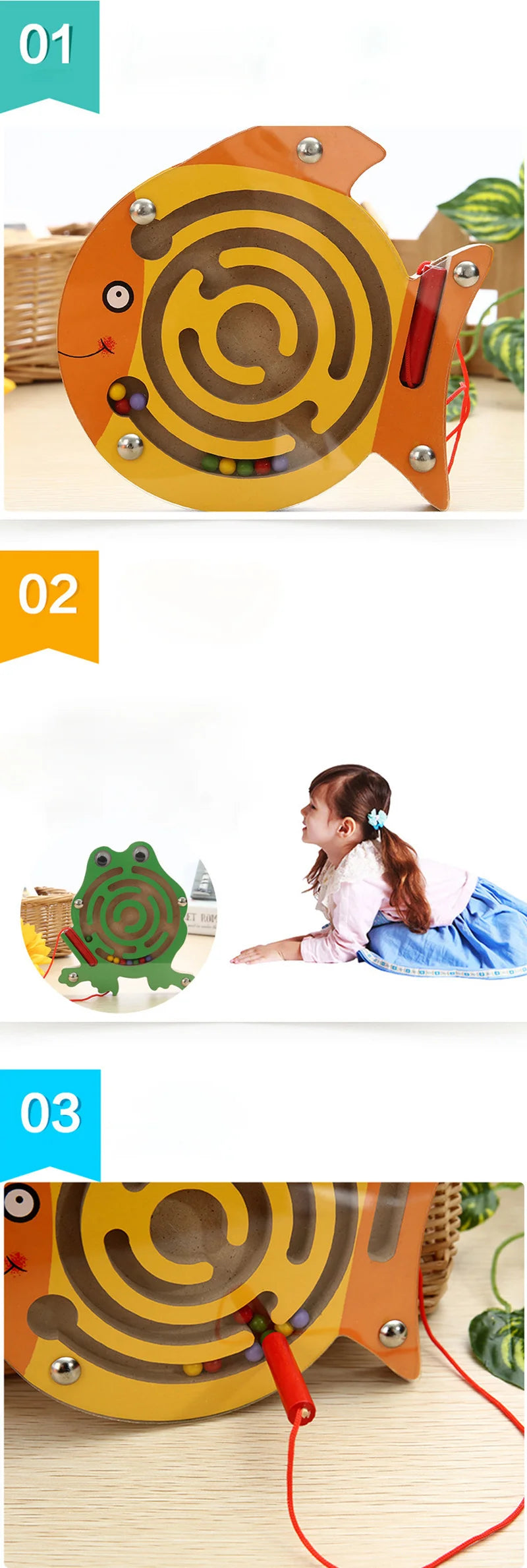 Montessori Educational Toys Children Magnetic Track Maze Balance Board Wooden Puzzle Game Baby Toys