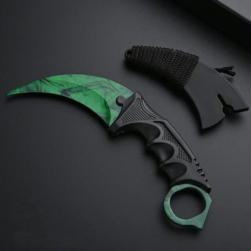 Unsharpened Safety Karambit Gift Knife Toy No Sharp Blade Cosplay Prop Plastic Training Knife for Role Play Game Collection