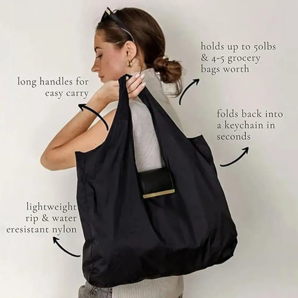 Mini Keychain Tote Bag Foldable with Key Ring Supermarket Eco-Friendly Bag Large Capacity Reusable Shopping Bag