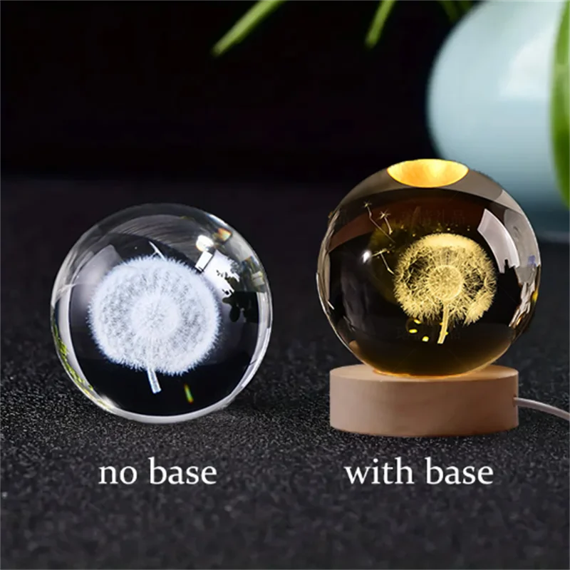 6cm 3D Crystal Ball Crystal Planet Night Light Laser Engraved Solar System Globe Astronomy Birthday Gift Home Desktop Decoration