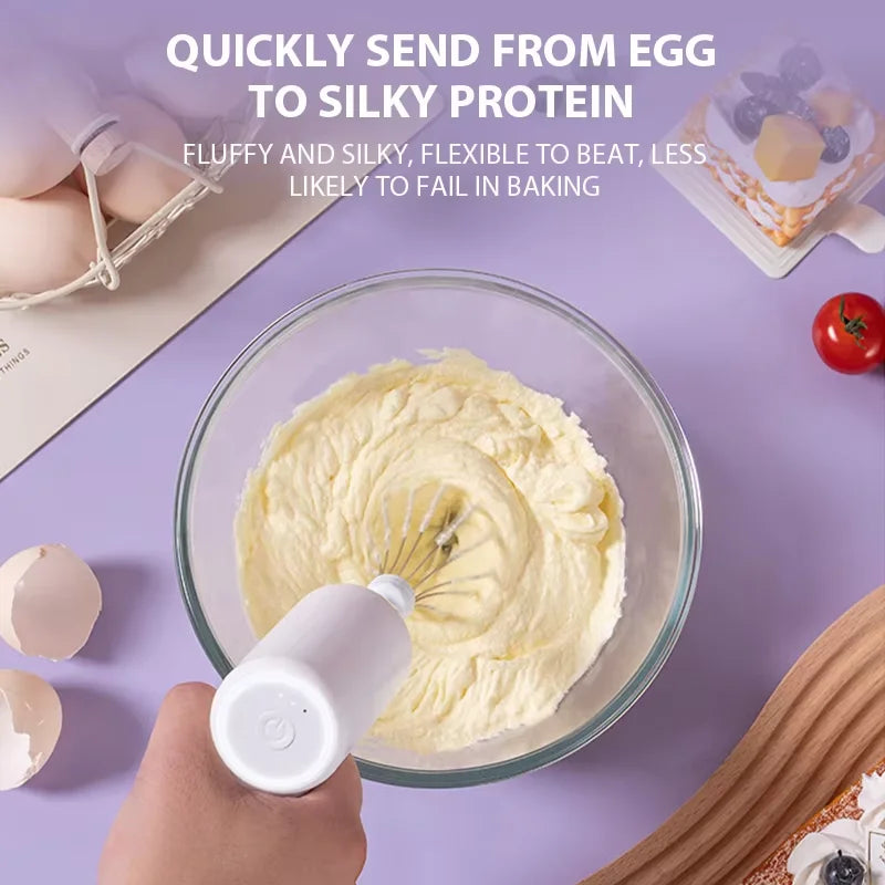 Handheld Electric Egg Beater Wireless Rechargeable Milk Frother Coffee Drink Mixer Milk Foamer Kitchen Tool For Cakes