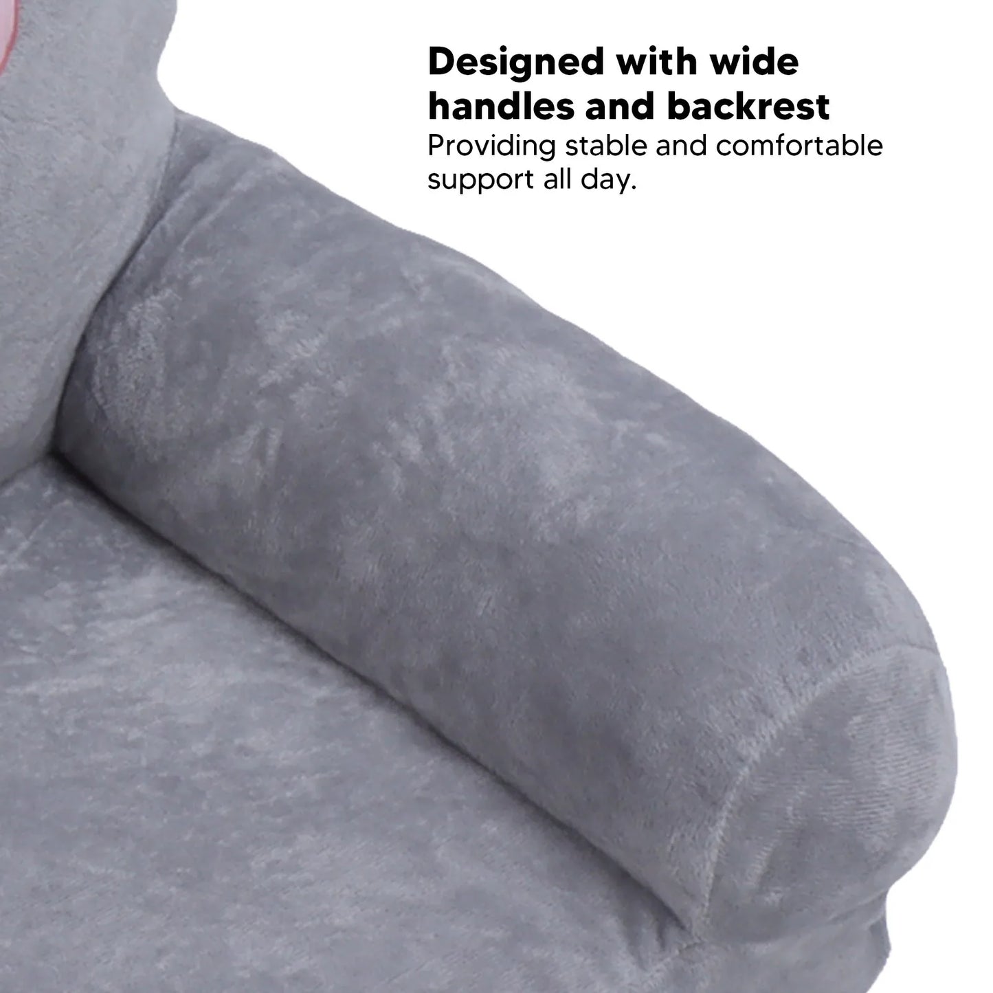 Gray Kids Sofa Easy To Clean Soft Breathable Toddler Chair Stable Backrest Cartoon Gray Dog  Wide Handle for Relaxing