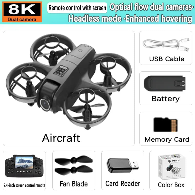 YP6 Mini Drone 8K Aerial HD Camera Drone 5G WIFI Record Large Screen Remote Control Intelligent Obstacle Avoidance Aerial Drone