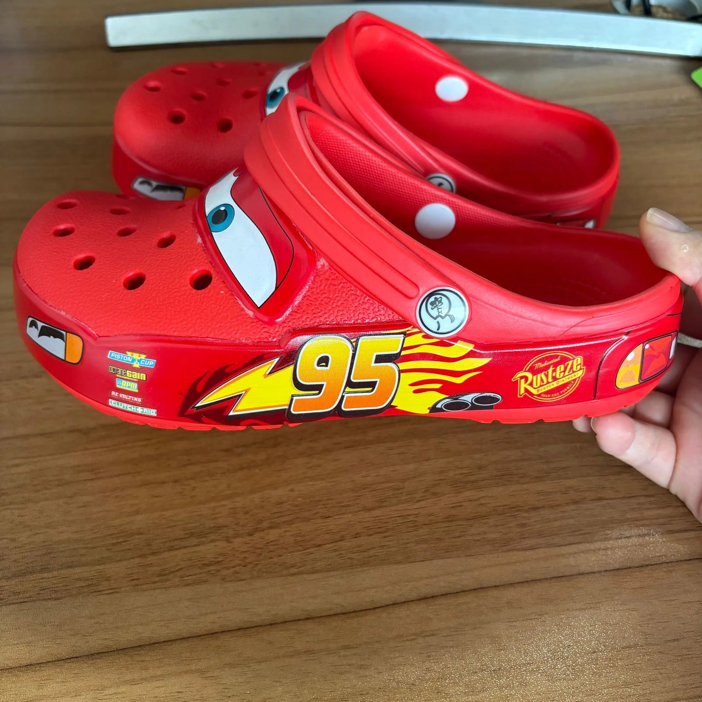 2026 Mcqueen Cartoon Slippers - Waterproof Eva Outdoor Sandals With Breathable Holes, Adult Casual Beach Shoes