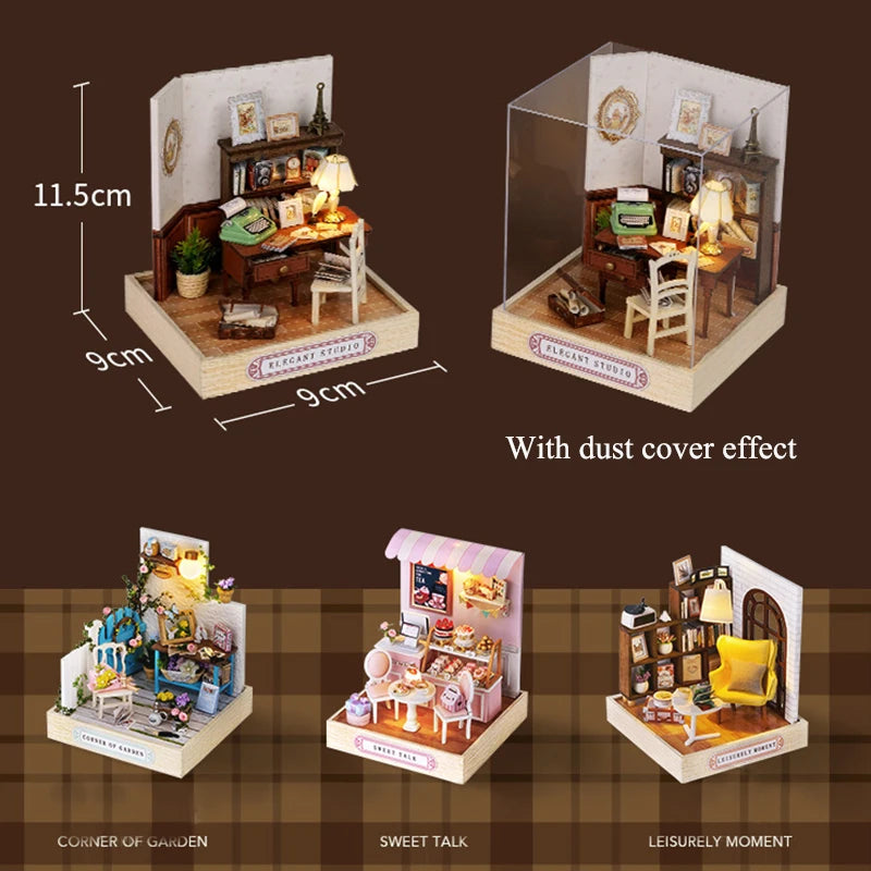 DIY Miniature Dollhouse Kit Assemble Puzzle 3D Wooden House Room Craft With Furniture LED Lights For Friends Birthday Gift Toys