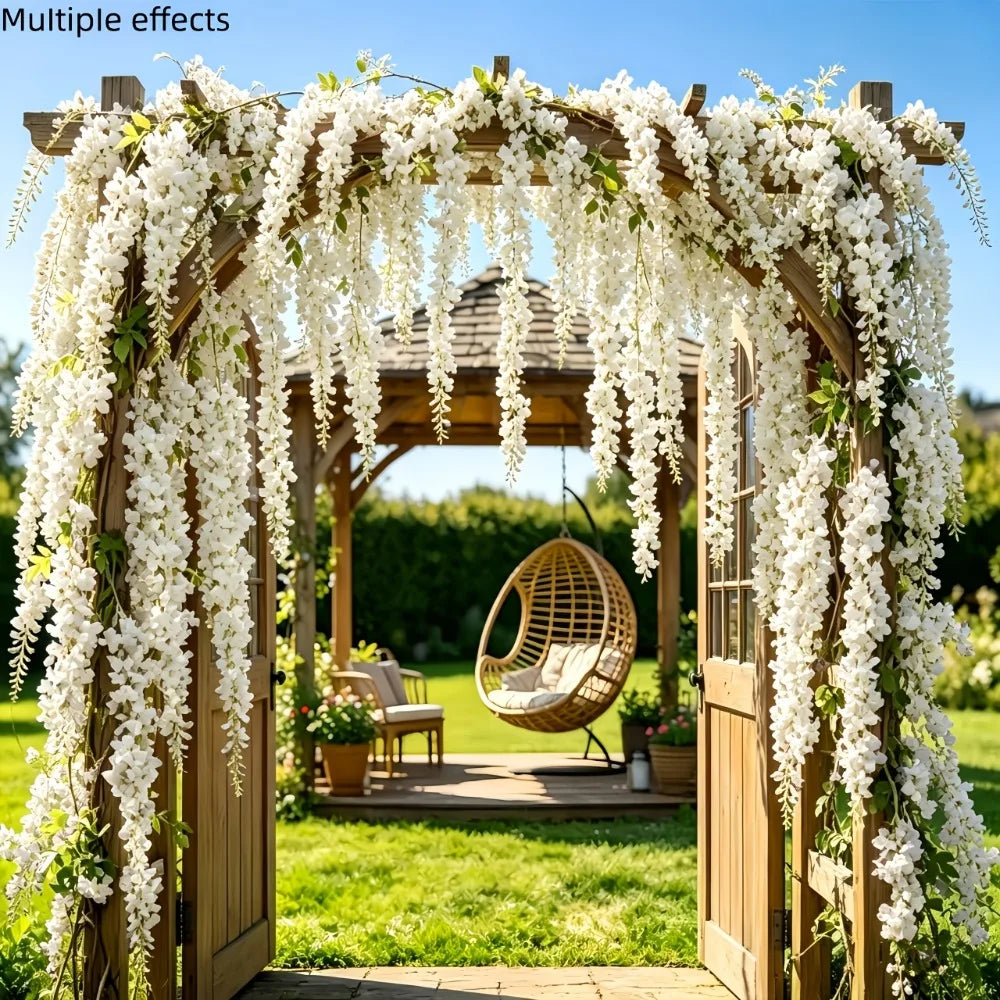 22PC White Rose Vine Wall Hangings and Easy-to-hang White Orchid Flowers Sets Suitable for Various Settings for Homes Wedding