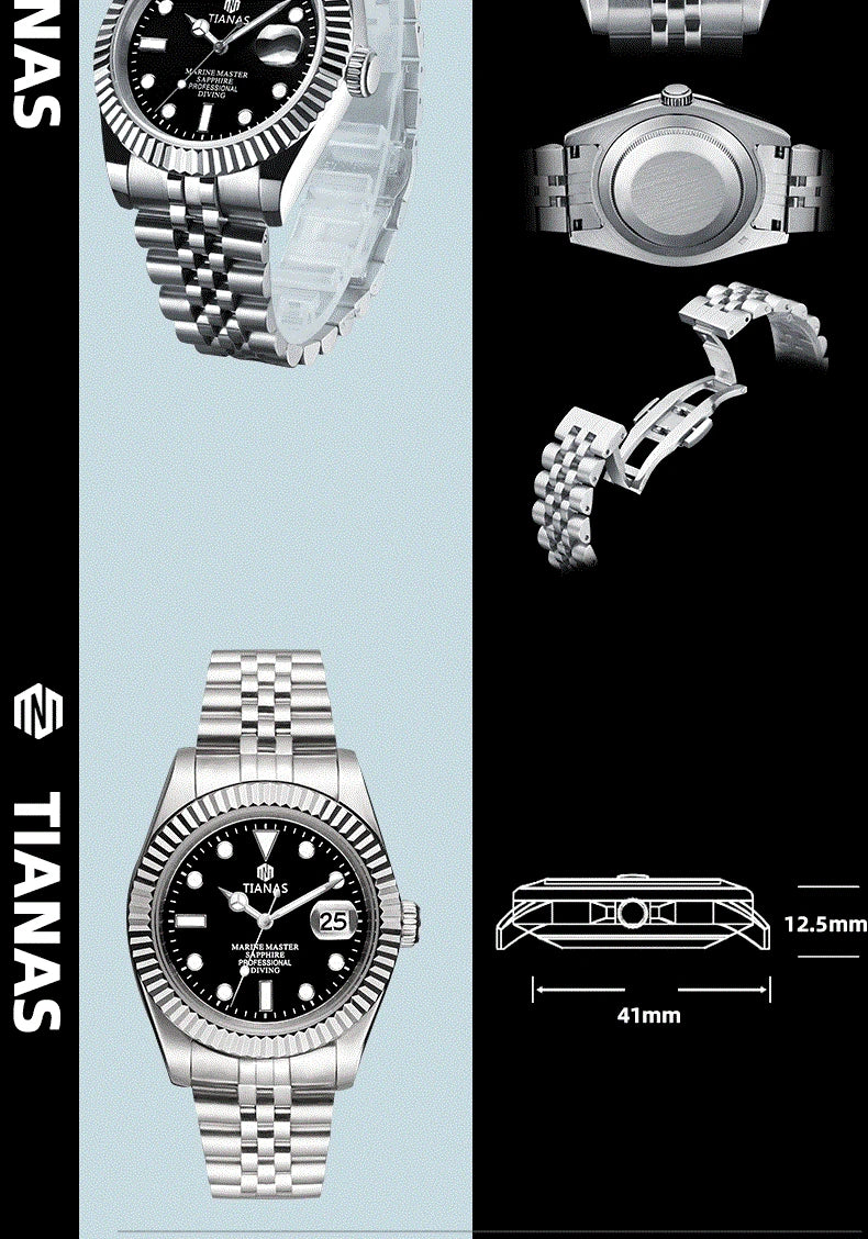 TIANAS Men`s Watch Sapphire Glass Japan quartz movement Clock Men Relogios Masculino 316L SS Case Swimming 50M Waterproof