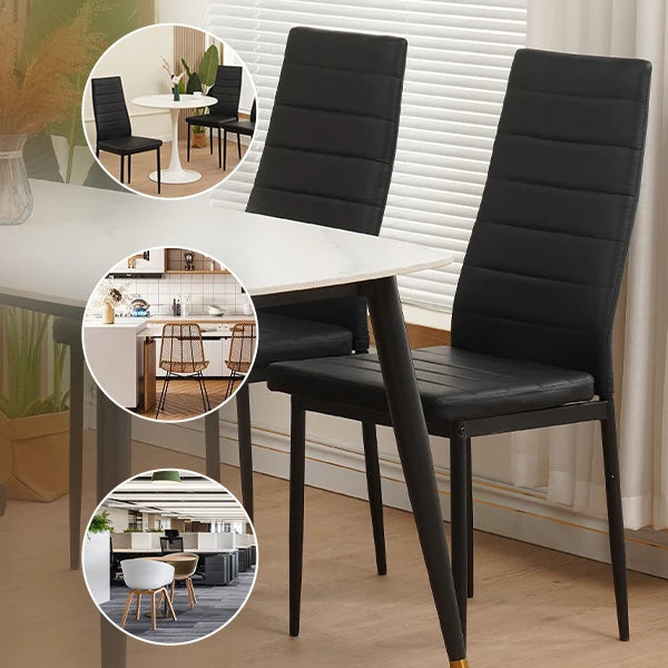 Modern Dining Chairs, Kitchen Chair Leather with Metal Legs and Foot Pads,Thick Padded Seats,Backrest Set