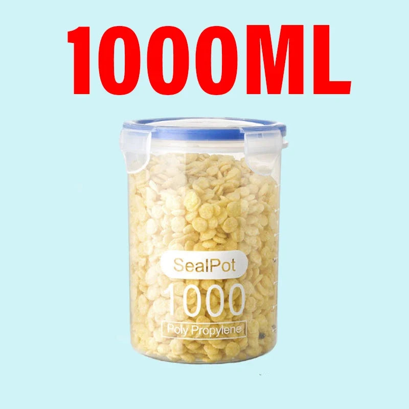 Plastic Sealed Storage Tank Large Capacity Clear Airtight Kitchen Organizer Grain Crisper Have Scale Spice Container Jars New