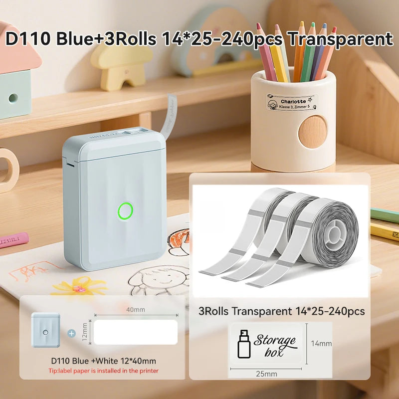 NIIMBOT D110 Upgraded Version Thermal Label Printer Mini Portable Smart Label Maker With Tape for Office Home Kitchen School