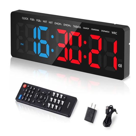 Gym Timer 3.5" Large LED Display Wall Clock Gym Interval Workout  Count Down & Up  Stopwatch Digital Timer for Fitness Home