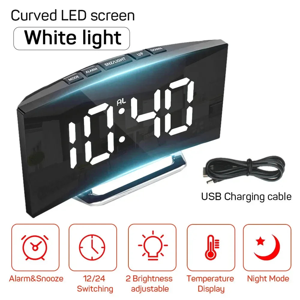 Latest Digital Clock LED Alarm Clock Bedroom Electronic Desktop Clock With Temperature Display Adjustable Brightness 12/24 Hours