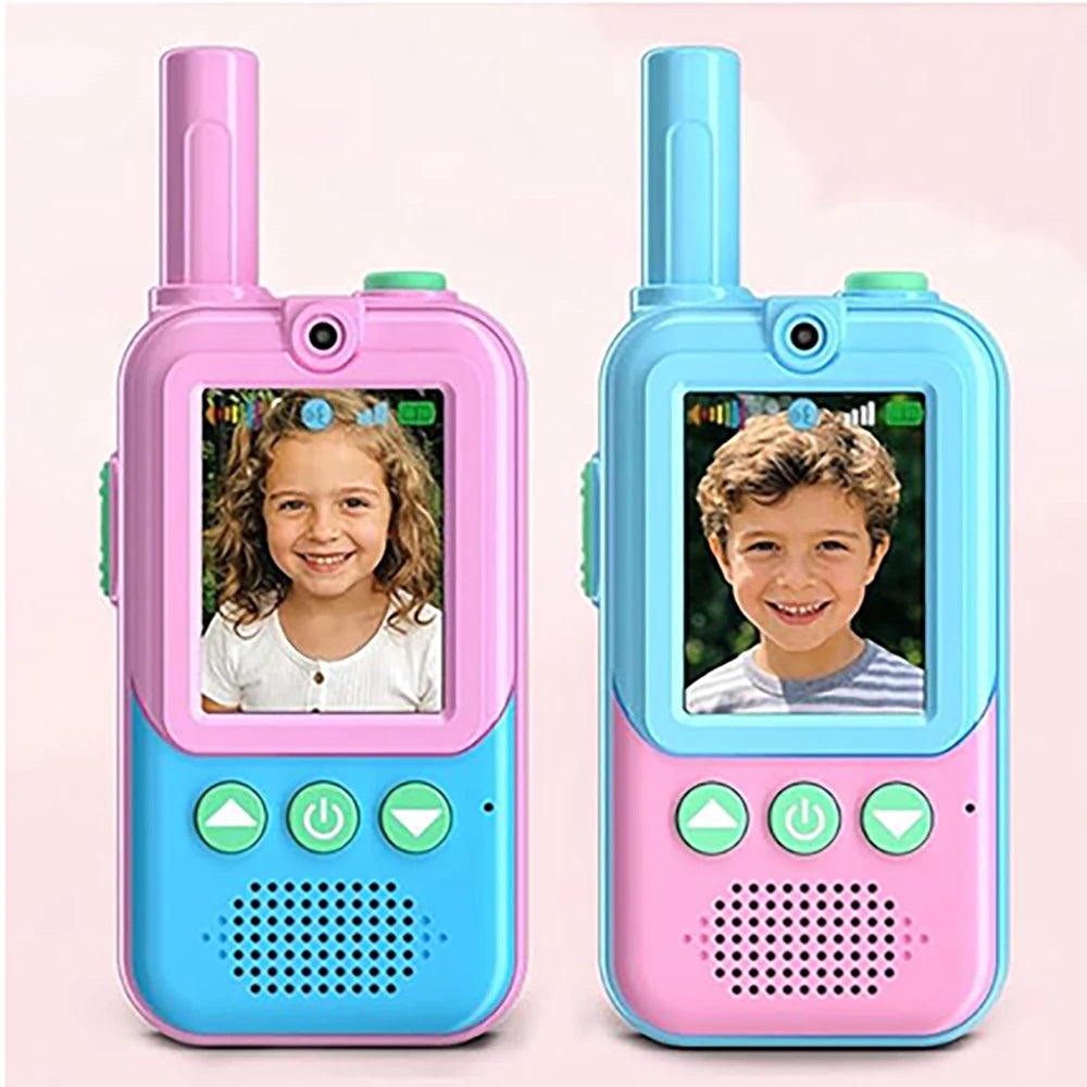 2 Pack Kids Video Walkie Talkies, Rechargeable Two Way Radio with Voice Changer and HD Camera, Indoor Outdoor Camping Hiking Toy