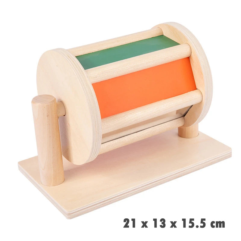 Kindergarten Montessori Wooden Toys Winder Object Permanence Box Coin Box Drawer Game Textile Drum Teaching Aids Sensory Toys
