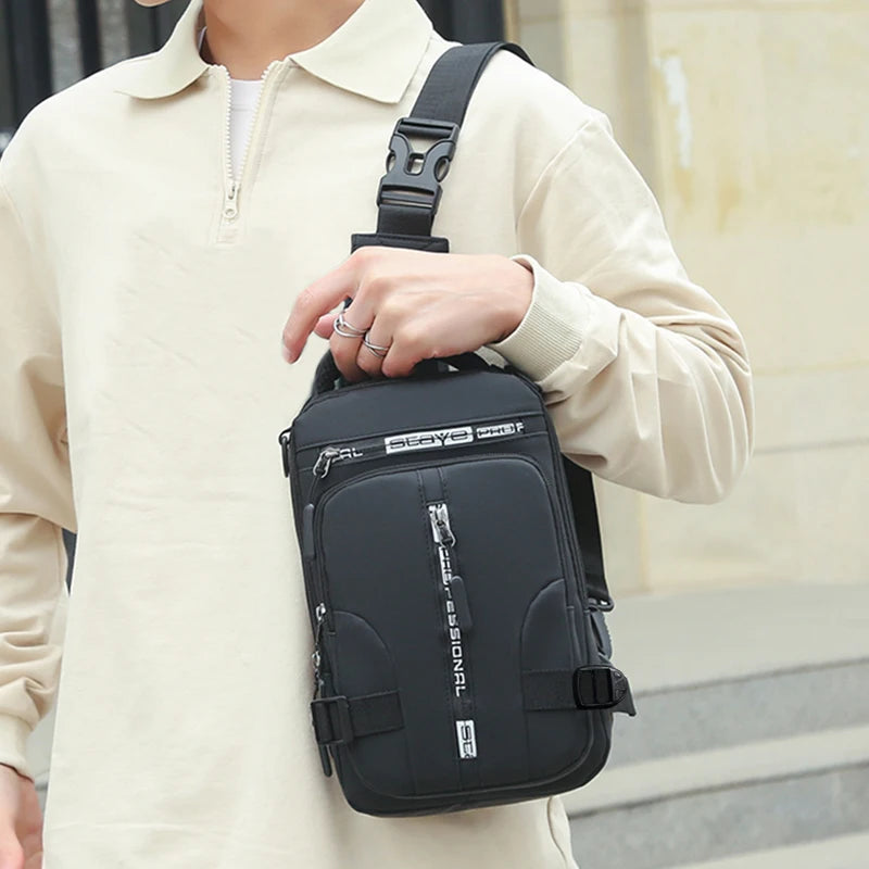 Riding backpack for men, men's chest bag, casual men's single shoulder bag, lightweight and large-capacity crossbody bag