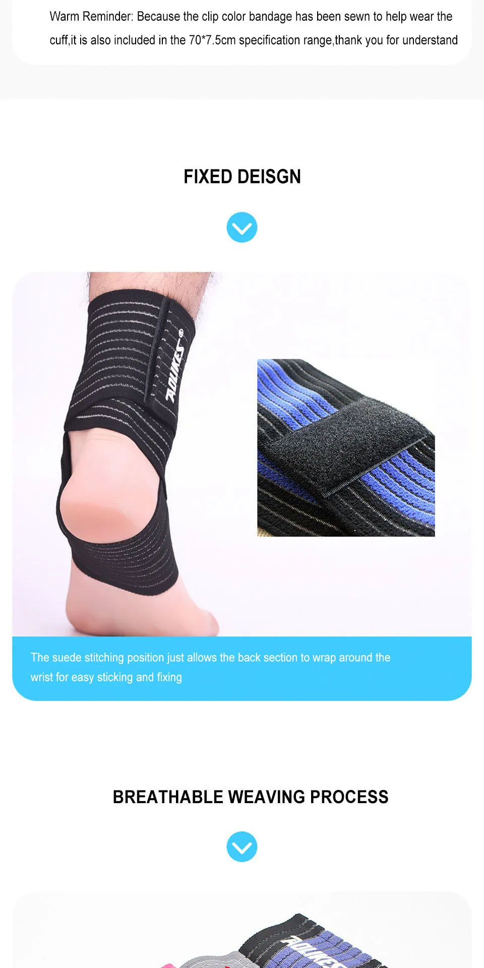AOLIKES Professional Sports Strain Wraps Bandages Elastic Ankle Support Pad Protection Ankle Bandage Guard Gym Protection