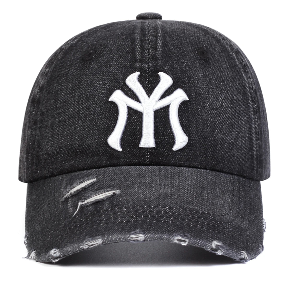 Unisex Letter Embroidery Hole Denim Baseball Caps Spring Autumn Outdoor Adjustable Casual Hats Sunscreen Hat