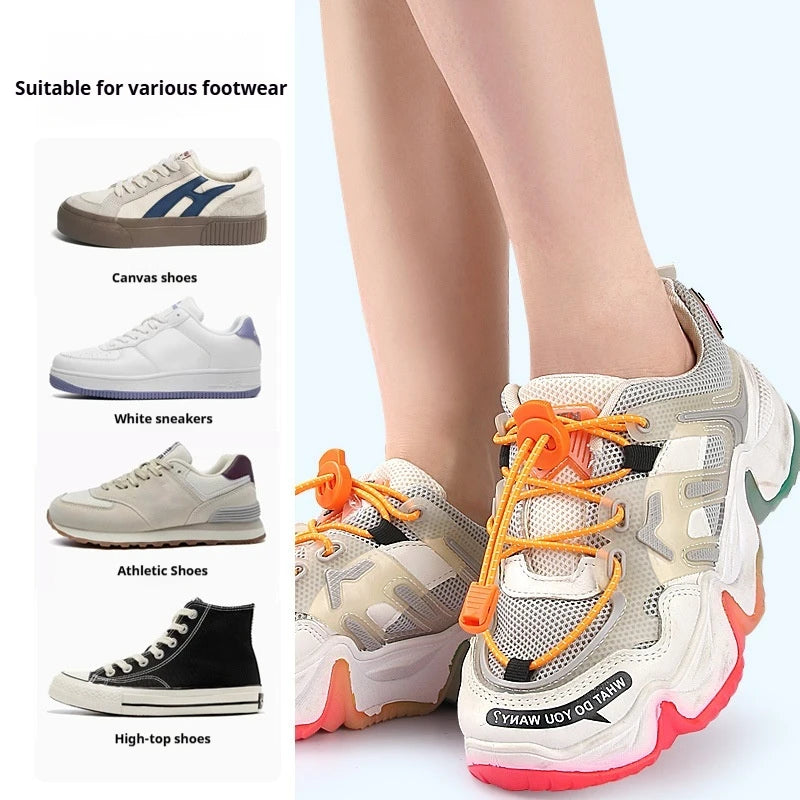 1Pair/3Pair Round Elastic Shoelace No-Tie Shoelaces for Sneakers and Casual Shoes Quick-On Quick-Off Laces