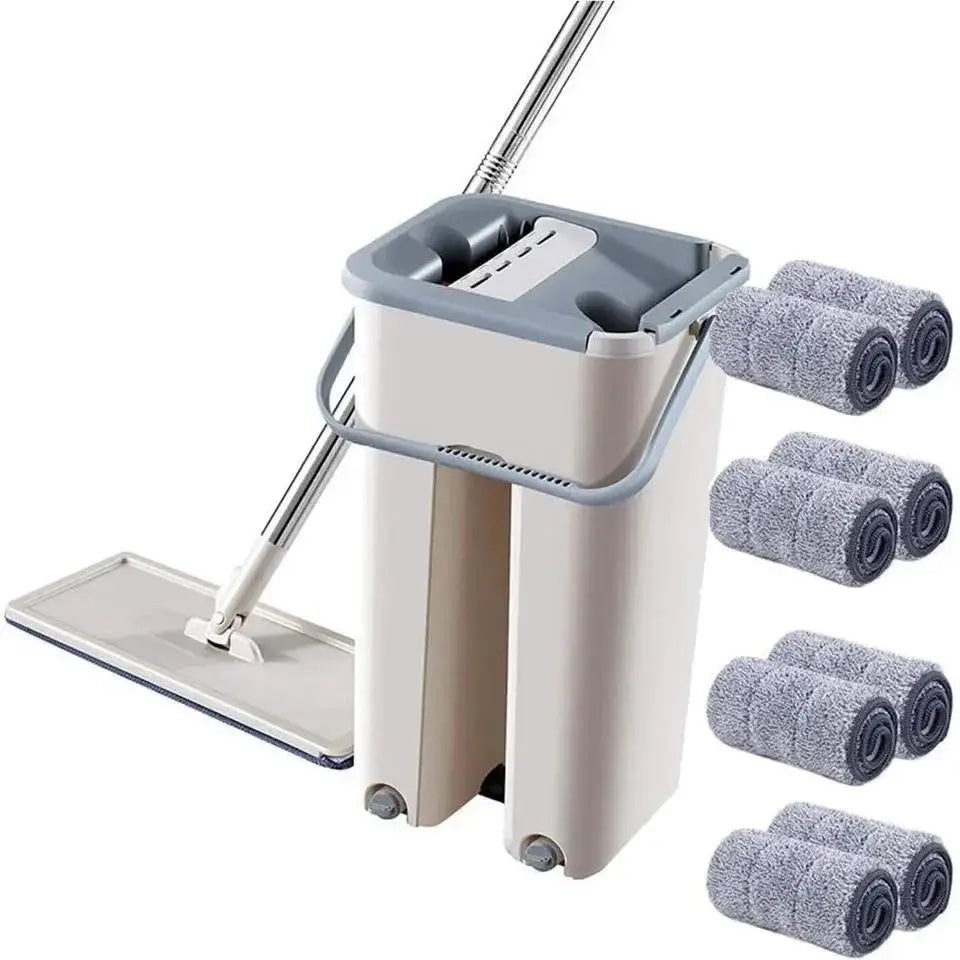 360° Flat Mop and Bucket Set Mop Dry Squeeze & Multi-Functional Wash