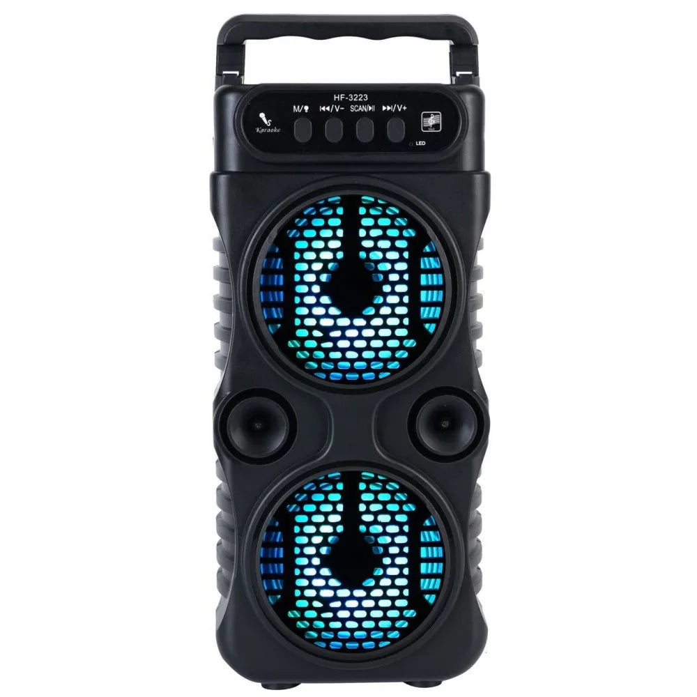 Portable Outdoor Wireless Speaker Dual 3-inch Stereo Subwoofers Bass Boost FM Radio TF/USB Card For Proms Home Karaoke