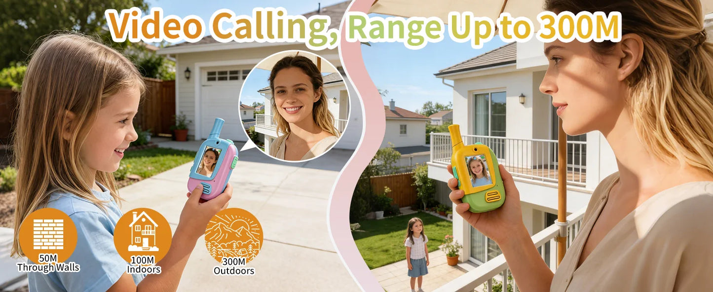 2 Pack Kids Video Walkie Talkies, Rechargeable Two Way Radio with Voice Changer and HD Camera, Indoor Outdoor Camping Hiking Toy
