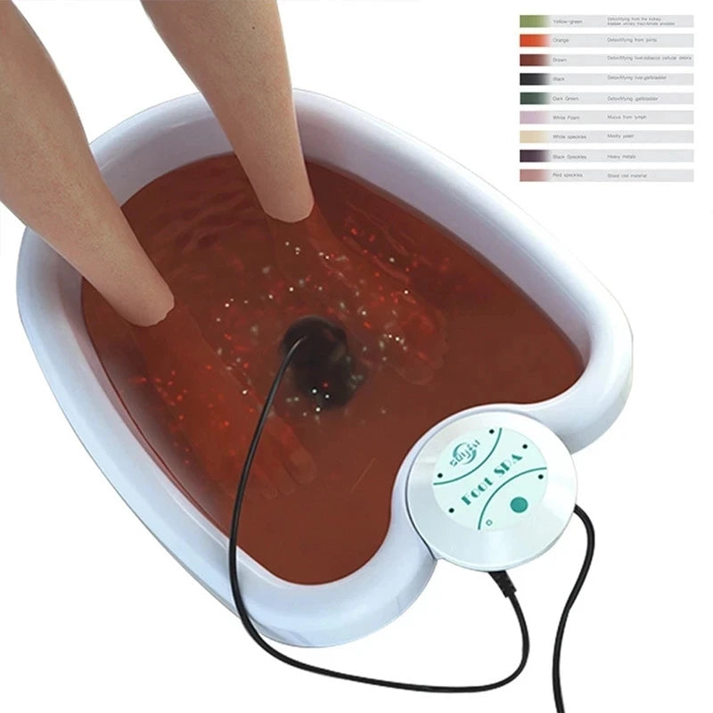 Ionic Detox Foot Bath Massage Machine with Basin Electric Foot Spa Bath Massager Deep Tissue Clean Vibrant Vibration Care Arrays