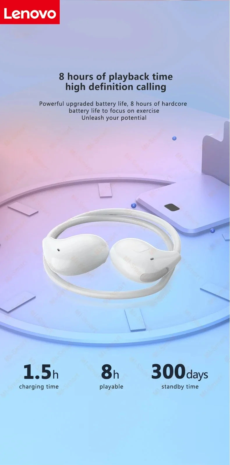 Lenovo Bone Conduction Earphones Bluetooth 5.3 Sports Wireless Headphones Ear Hook Waterproof Headset for Running Driving