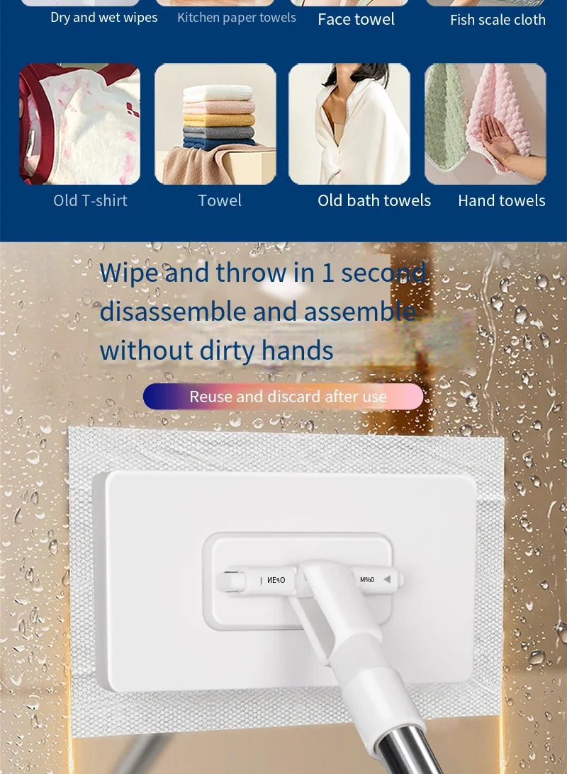Reusable Dust Mop for Floor Cleaning Automatic Clamping Mop Clamp 100cm Wiper Floor Household Cleaning Cloths for Dust Removal