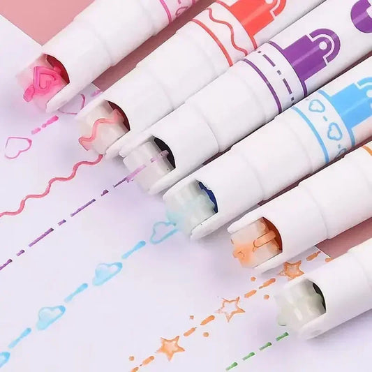 24/3 PCS Kawaii Flowers Line Shaped Highlighter Pens Roller Tip Curve Liner Marker for Writing Journaling Drawing Stationery