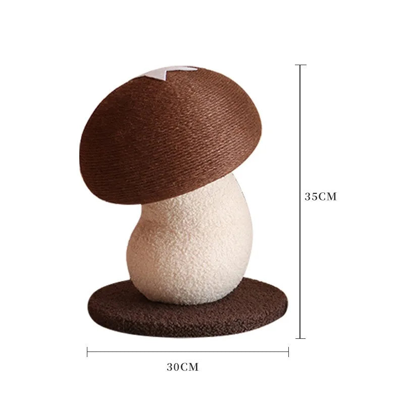 Mushroom Shape Sisal Rope Cat Scratcher, Durable Climbing Post & Play Toy for Indoor Cats, Non-Shedding Scratching Pole