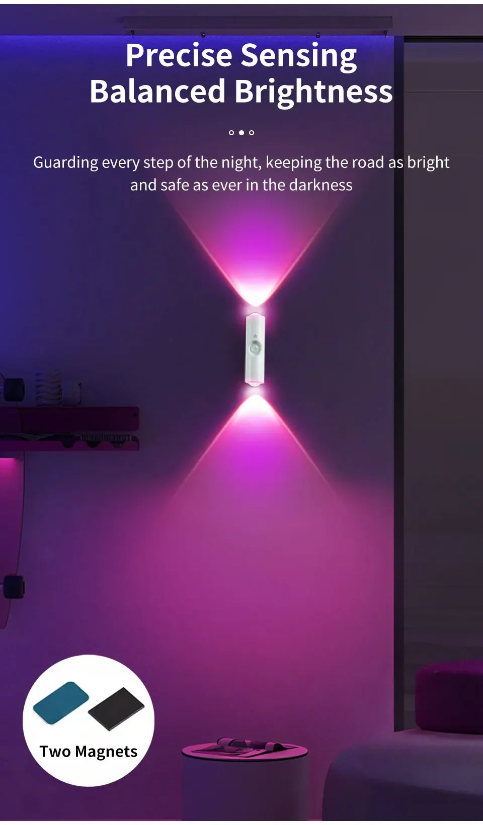 LED Night Light with Motion Sensor Wall Lamp Rechargeable RGB Gradient Ambient Night Lights Magnetic Sunset Lamp Room Decoration