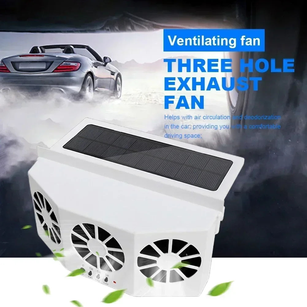 New Car Ventilator 3 Cooler Fans Solar-powered Cooling Vent Exhaust Portable Safe Auto Fan Amd Usb Accessories