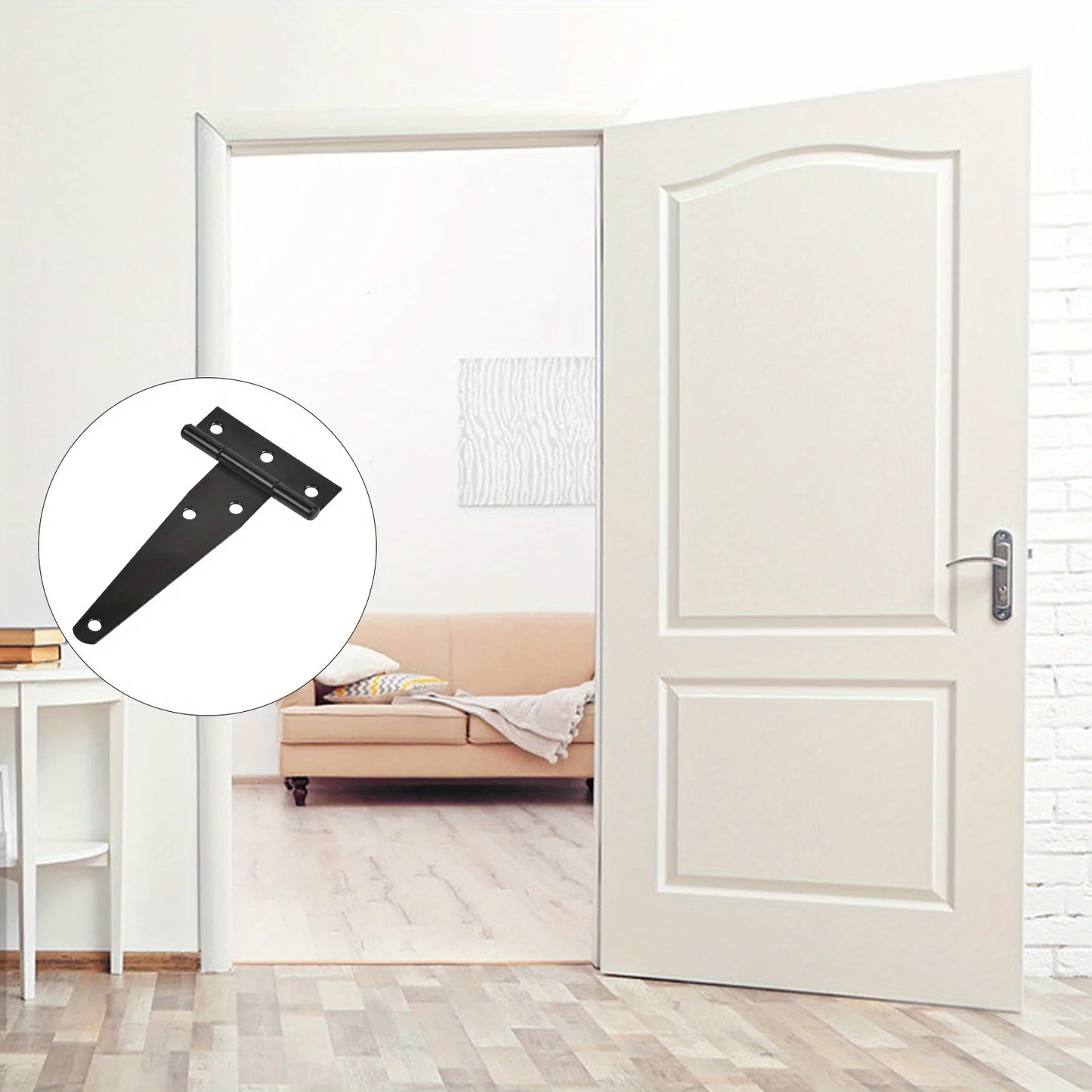 2 Sets Heavy-Duty Black T-Hinge - 4 Inch Metal Tee Hinges with Screws for Shed Doors, Barn Gates & More - Rustproof & Durable