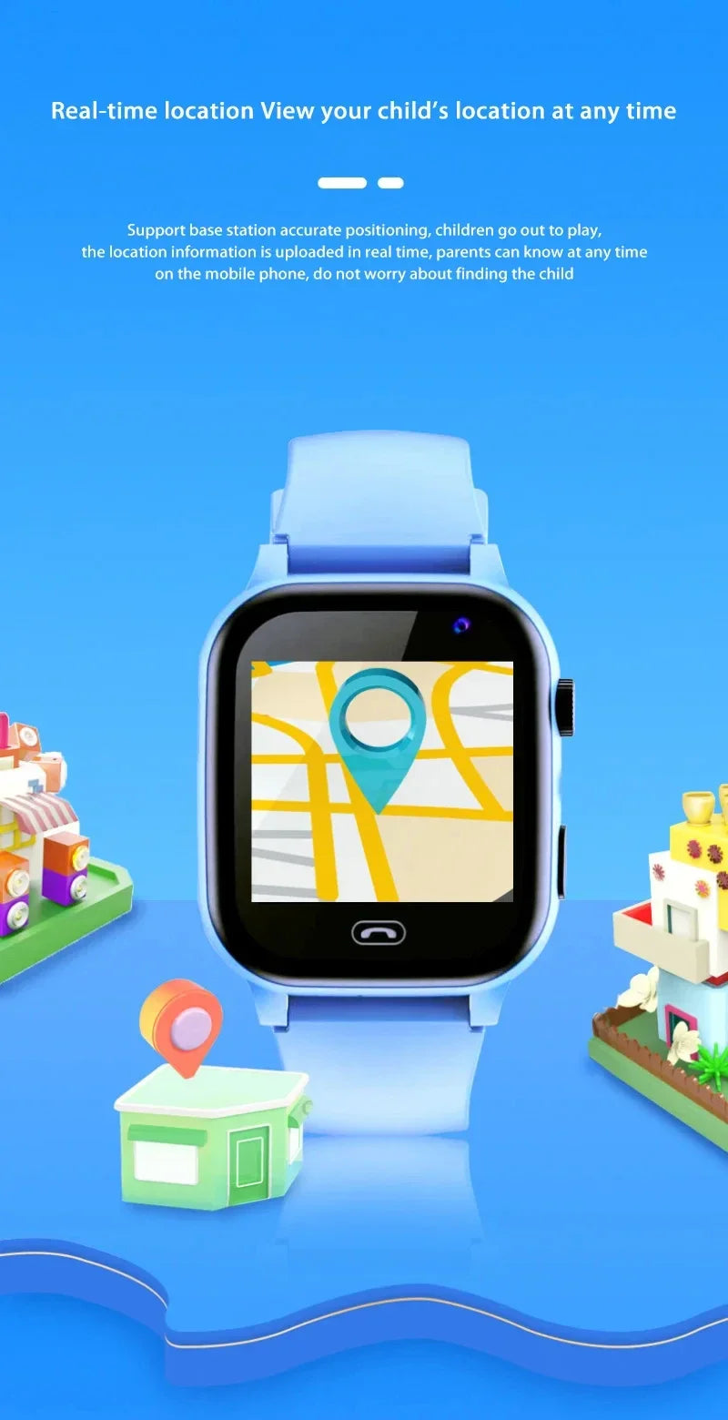 Lenovo 4G Kids Smart Watch 8K Camera SOS GPS Tracker Sim Card Call Waterproof Child Watch for Boys Girls Birthday Gift Android